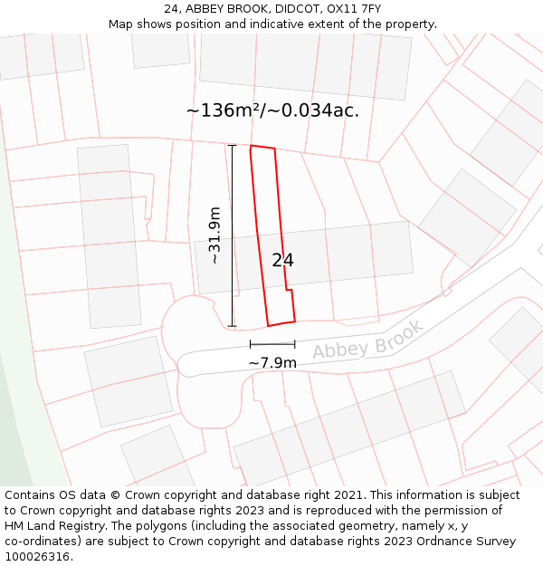 24, ABBEY BROOK, DIDCOT, OX11 7FY: Plot and title map