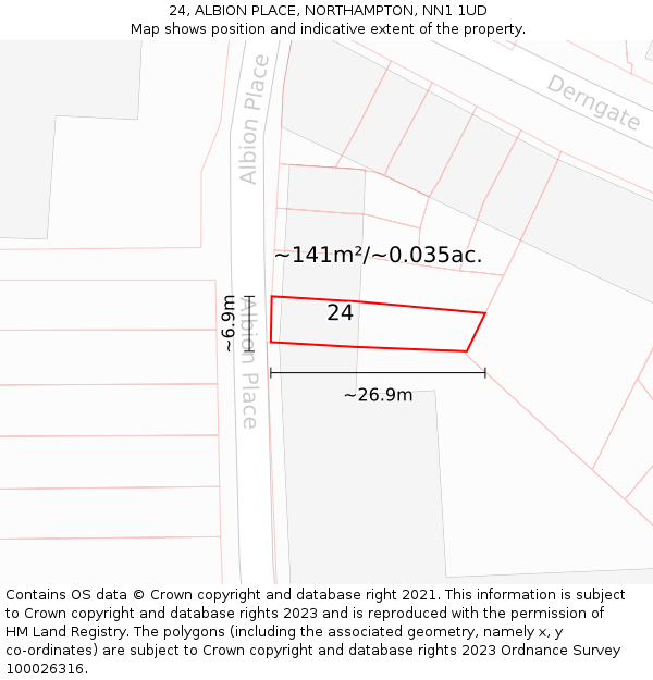 24, ALBION PLACE, NORTHAMPTON, NN1 1UD: Plot and title map