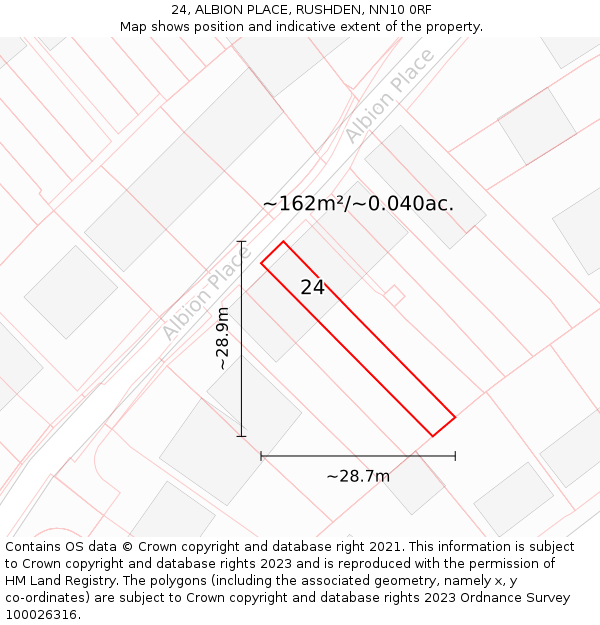 24, ALBION PLACE, RUSHDEN, NN10 0RF: Plot and title map