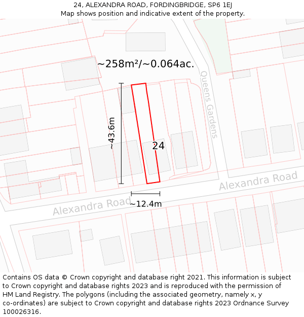 24, ALEXANDRA ROAD, FORDINGBRIDGE, SP6 1EJ: Plot and title map