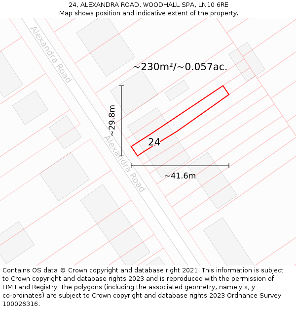 24, ALEXANDRA ROAD, WOODHALL SPA, LN10 6RE: Plot and title map