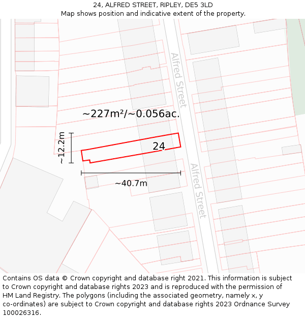 24, ALFRED STREET, RIPLEY, DE5 3LD: Plot and title map
