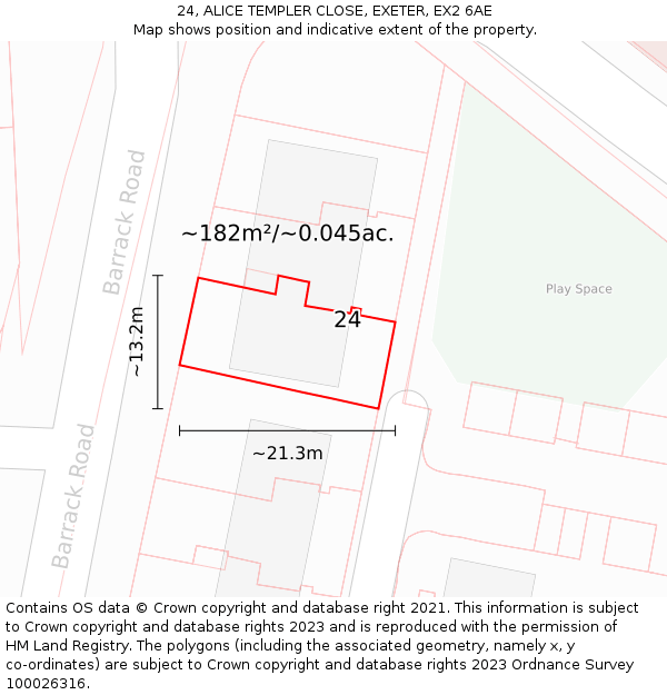 24, ALICE TEMPLER CLOSE, EXETER, EX2 6AE: Plot and title map