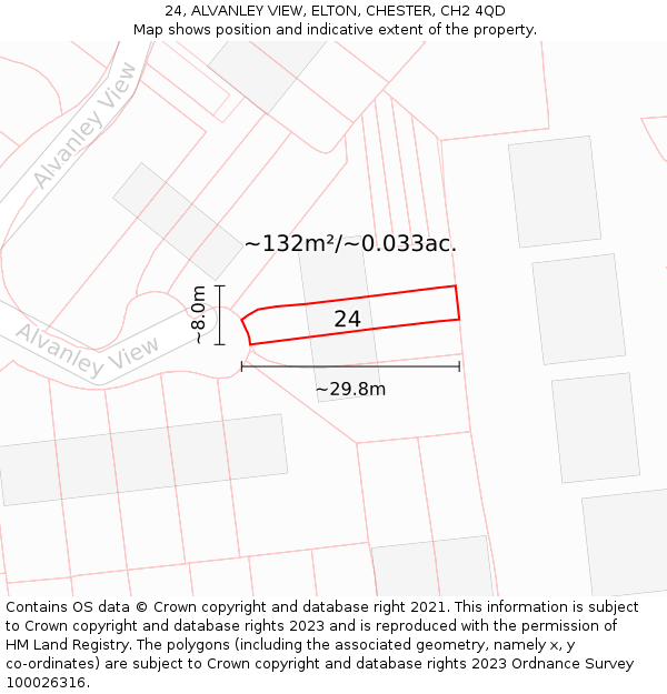 24, ALVANLEY VIEW, ELTON, CHESTER, CH2 4QD: Plot and title map