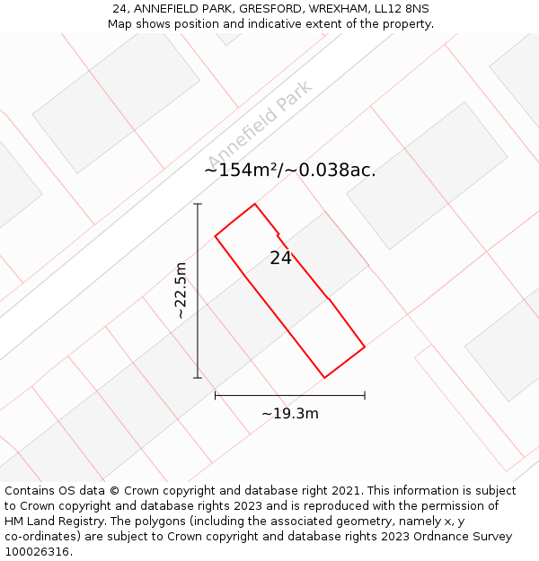 24, ANNEFIELD PARK, GRESFORD, WREXHAM, LL12 8NS: Plot and title map