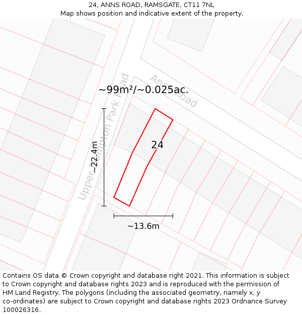 24, ANNS ROAD, RAMSGATE, CT11 7NL: Plot and title map