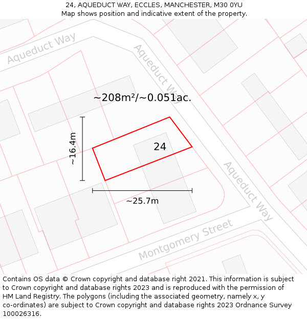 24, AQUEDUCT WAY, ECCLES, MANCHESTER, M30 0YU: Plot and title map