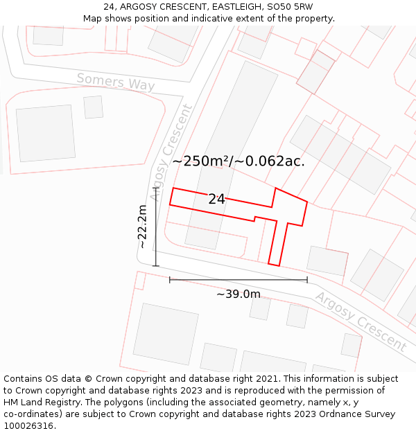 24, ARGOSY CRESCENT, EASTLEIGH, SO50 5RW: Plot and title map
