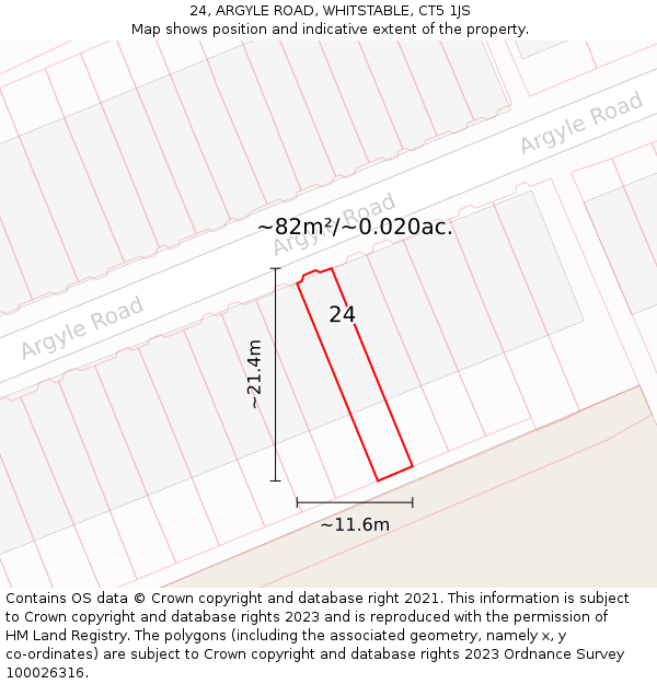 24, ARGYLE ROAD, WHITSTABLE, CT5 1JS: Plot and title map