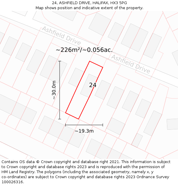 24, ASHFIELD DRIVE, HALIFAX, HX3 5PG: Plot and title map
