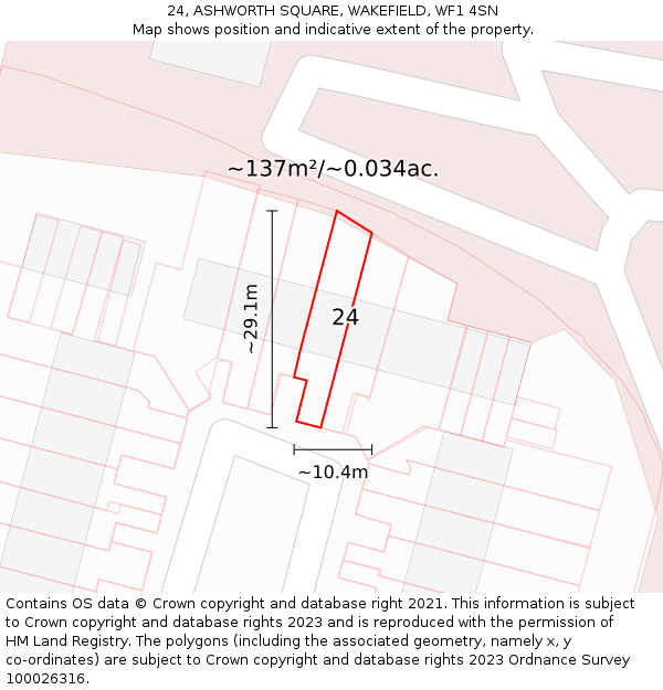 24, ASHWORTH SQUARE, WAKEFIELD, WF1 4SN: Plot and title map