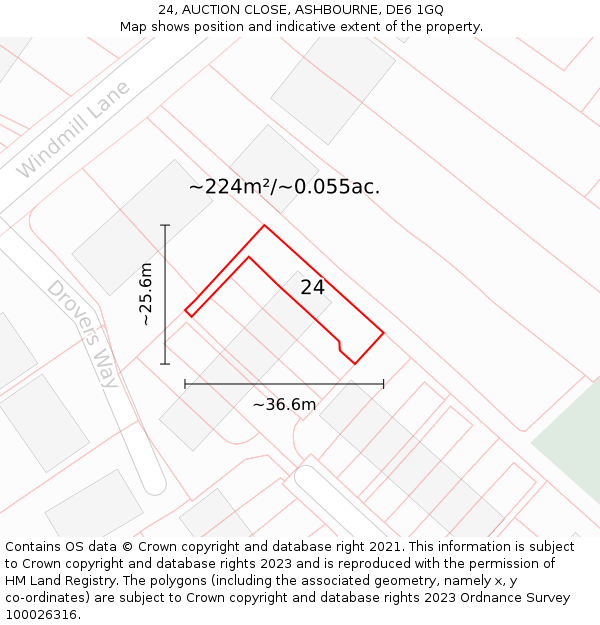 24, AUCTION CLOSE, ASHBOURNE, DE6 1GQ: Plot and title map