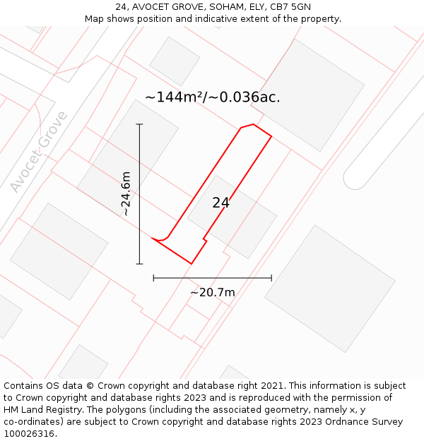 24, AVOCET GROVE, SOHAM, ELY, CB7 5GN: Plot and title map