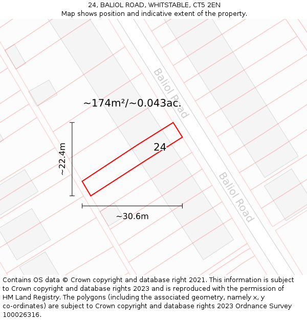 24, BALIOL ROAD, WHITSTABLE, CT5 2EN: Plot and title map