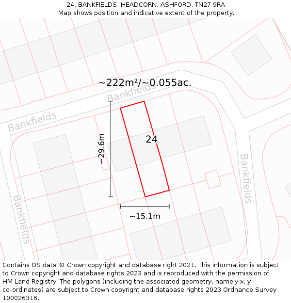24, BANKFIELDS, HEADCORN, ASHFORD, TN27 9RA: Plot and title map