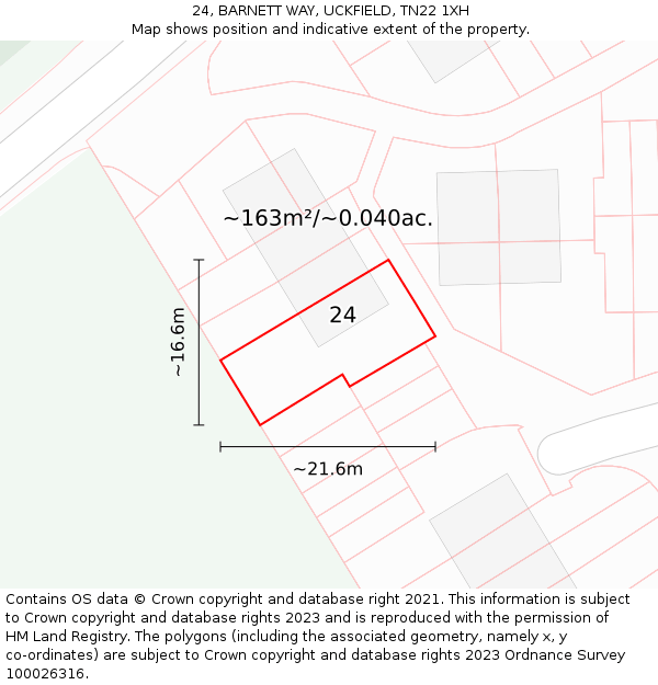 24, BARNETT WAY, UCKFIELD, TN22 1XH: Plot and title map