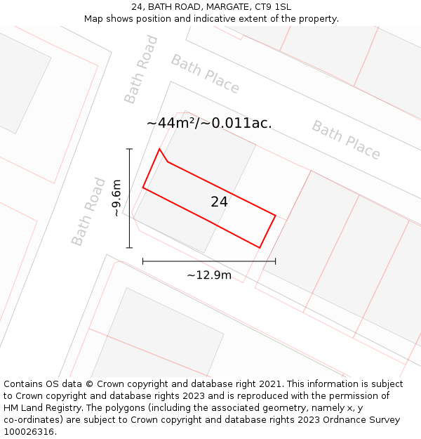 24, BATH ROAD, MARGATE, CT9 1SL: Plot and title map