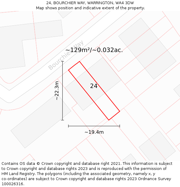 24, BOURCHIER WAY, WARRINGTON, WA4 3DW: Plot and title map