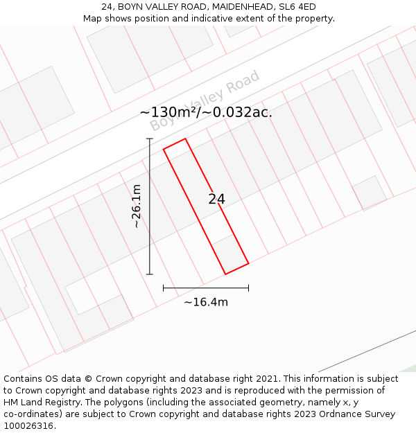 24, BOYN VALLEY ROAD, MAIDENHEAD, SL6 4ED: Plot and title map