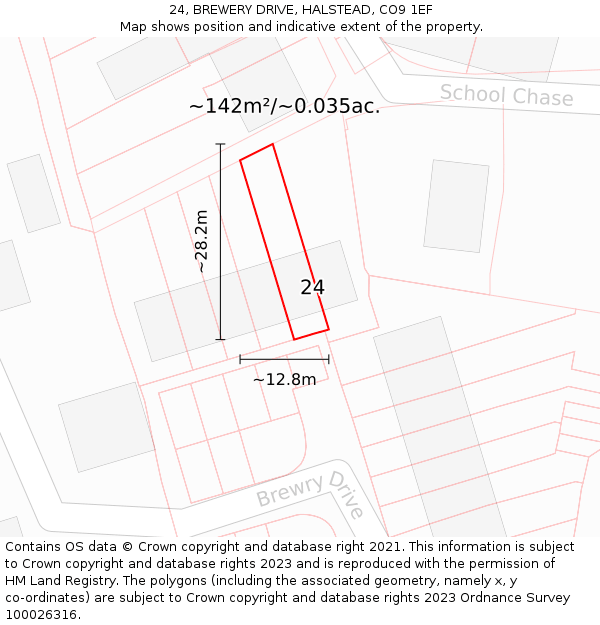 24, BREWERY DRIVE, HALSTEAD, CO9 1EF: Plot and title map