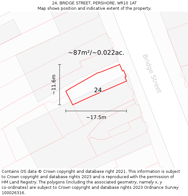 24, BRIDGE STREET, PERSHORE, WR10 1AT: Plot and title map