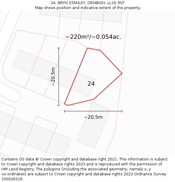 24, BRYN STANLEY, DENBIGH, LL16 3NT: Plot and title map