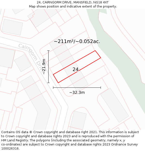 24, CAIRNGORM DRIVE, MANSFIELD, NG18 4XT: Plot and title map