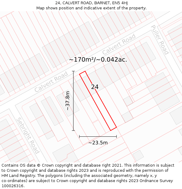 24, CALVERT ROAD, BARNET, EN5 4HJ: Plot and title map