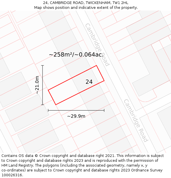 24, CAMBRIDGE ROAD, TWICKENHAM, TW1 2HL: Plot and title map