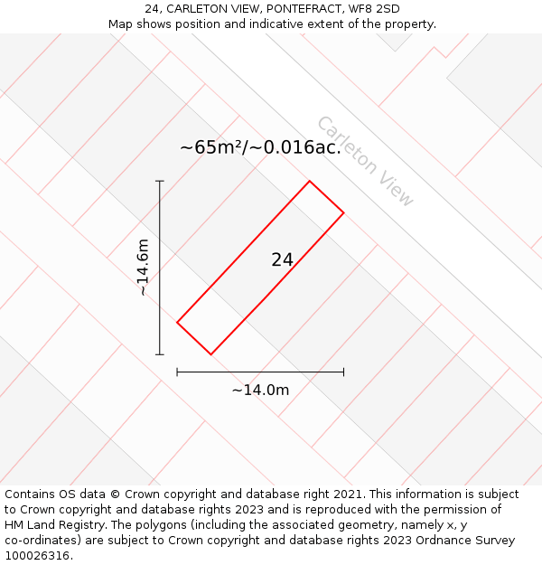 24, CARLETON VIEW, PONTEFRACT, WF8 2SD: Plot and title map