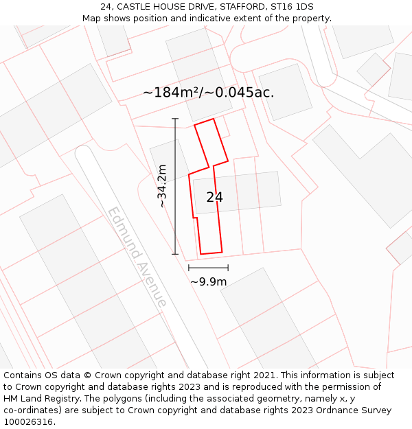 24, CASTLE HOUSE DRIVE, STAFFORD, ST16 1DS: Plot and title map
