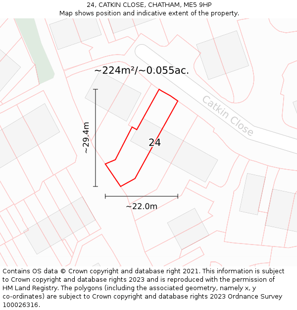 24, CATKIN CLOSE, CHATHAM, ME5 9HP: Plot and title map