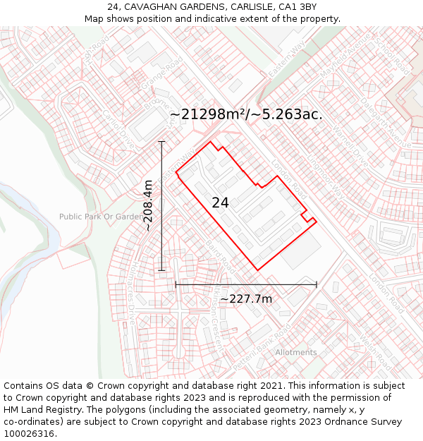 24, CAVAGHAN GARDENS, CARLISLE, CA1 3BY: Plot and title map