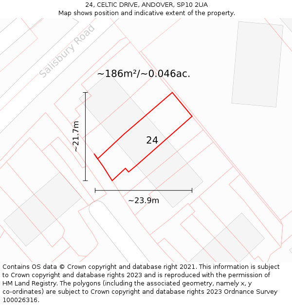 24, CELTIC DRIVE, ANDOVER, SP10 2UA: Plot and title map