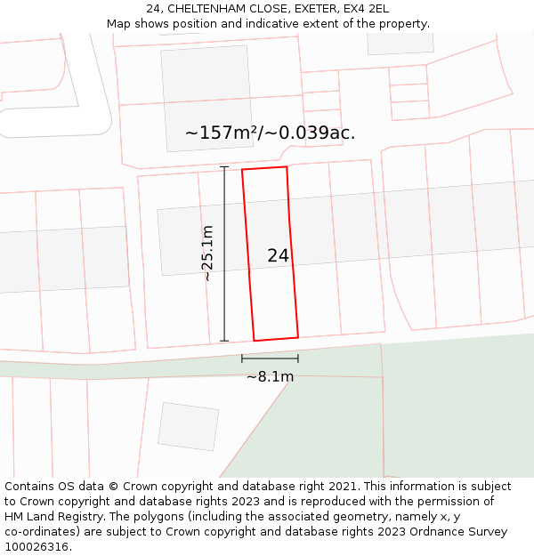 24, CHELTENHAM CLOSE, EXETER, EX4 2EL: Plot and title map