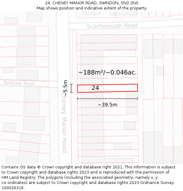 24, CHENEY MANOR ROAD, SWINDON, SN2 2NS: Plot and title map
