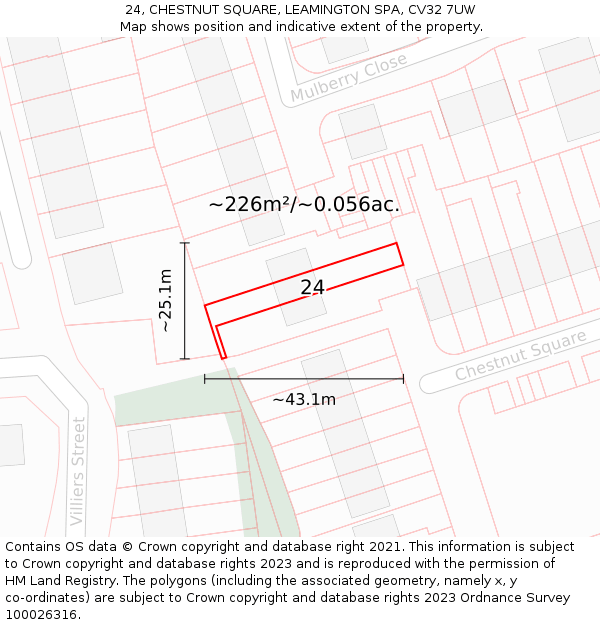 24, CHESTNUT SQUARE, LEAMINGTON SPA, CV32 7UW: Plot and title map