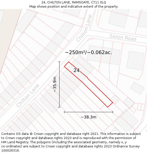 24, CHILTON LANE, RAMSGATE, CT11 0LQ: Plot and title map