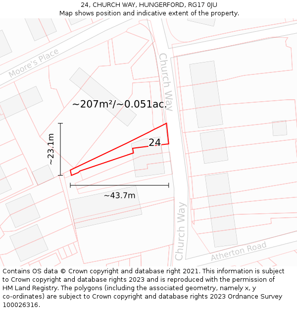 24, CHURCH WAY, HUNGERFORD, RG17 0JU: Plot and title map