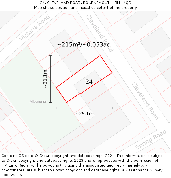 24, CLEVELAND ROAD, BOURNEMOUTH, BH1 4QD: Plot and title map