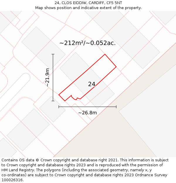 24, CLOS EIDDIW, CARDIFF, CF5 5NT: Plot and title map