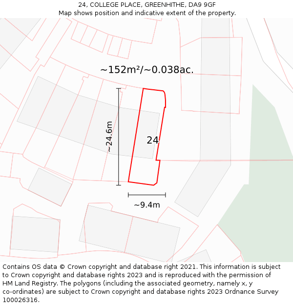 24, COLLEGE PLACE, GREENHITHE, DA9 9GF: Plot and title map