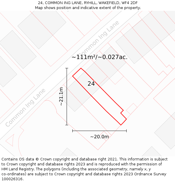 24, COMMON ING LANE, RYHILL, WAKEFIELD, WF4 2DF: Plot and title map