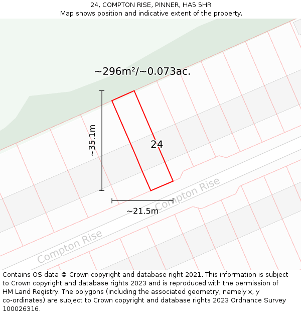 24, COMPTON RISE, PINNER, HA5 5HR: Plot and title map