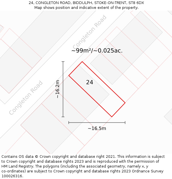 24, CONGLETON ROAD, BIDDULPH, STOKE-ON-TRENT, ST8 6DX: Plot and title map