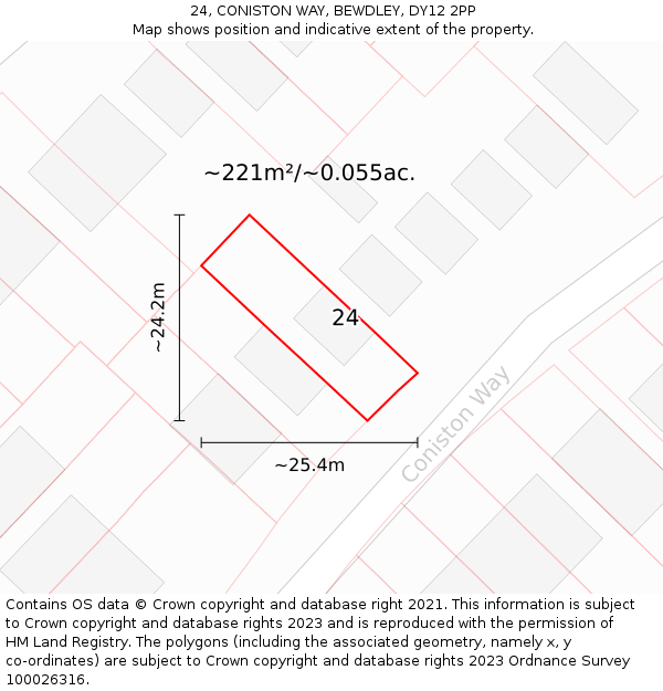 24, CONISTON WAY, BEWDLEY, DY12 2PP: Plot and title map
