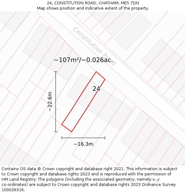 24, CONSTITUTION ROAD, CHATHAM, ME5 7DN: Plot and title map