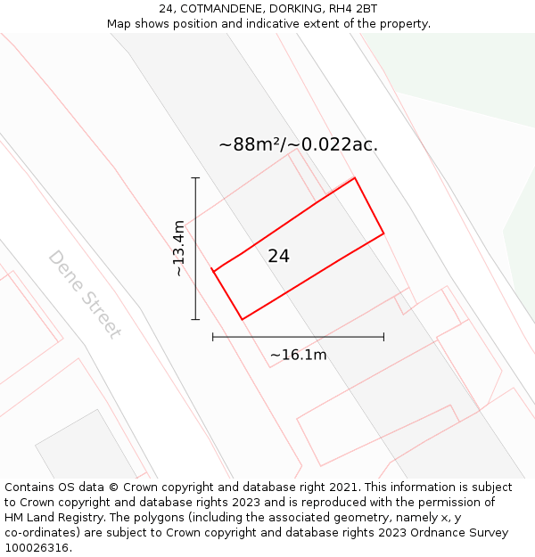 24, COTMANDENE, DORKING, RH4 2BT: Plot and title map