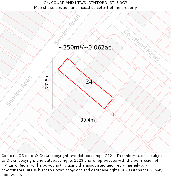 24, COURTLAND MEWS, STAFFORD, ST16 3GR: Plot and title map
