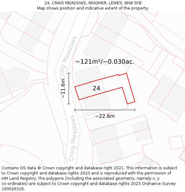 24, CRAIG MEADOWS, RINGMER, LEWES, BN8 5FB: Plot and title map